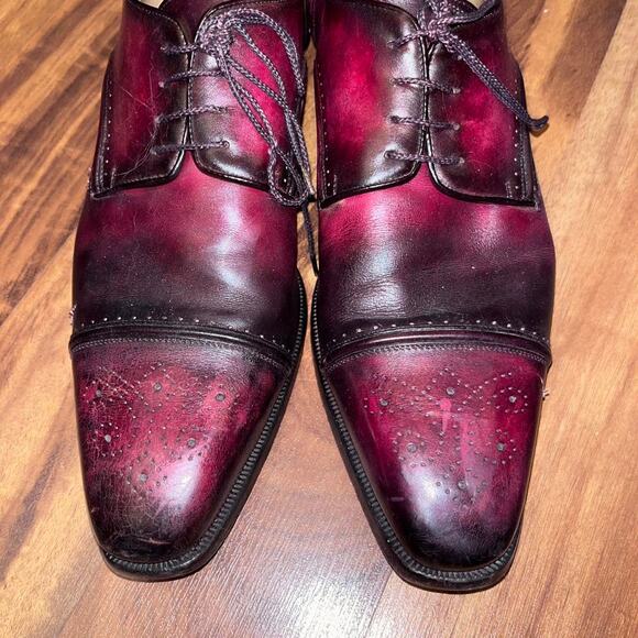 Calzoleria Harris Barney’s New York Cap Toe Wingtip Shoes Size 9 Oxblood Red - Picture 5 of 7